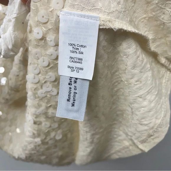 J. Crew sparkly sequined cream off white blouse tank top, size small. Sequins - Picture 12 of 13